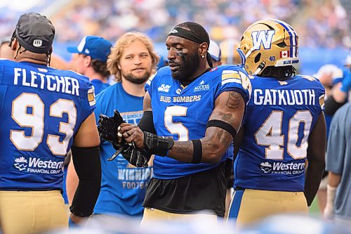 Mike Sudoma/Free Press
(For Taylor Allen Feature) Willie Jefferson puts on his gloves prior to Thursday nights game against the BC Lions at Princess Auto Stadium
July 30, 2026