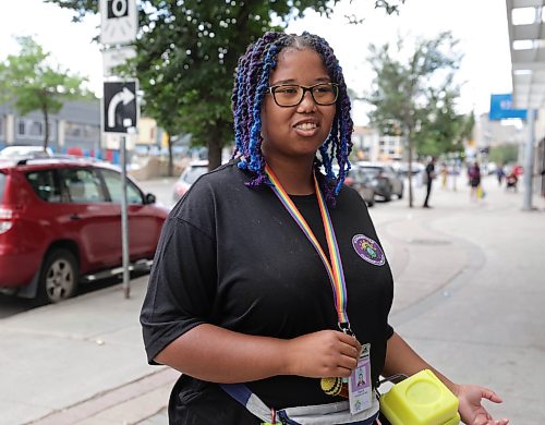 Ruth Bonneville / Free Press
LOCAL - Main Street scenes after drug enforcement
Daxx Kennedy community care team worker with N’Dinawemak, talk with a reporter outside their facility on Main Street Friday.
Reporters take walk along Main near Logan Ave., capturing what it’s like on the streets one day after the Winnipeg Police Service hold news conference on results of drug sweep last month.
Story on the mood of the community after June’s 10-day drug enforcement activities, and what are the next steps.
See story by Chris
Aug 7h,, 2026
