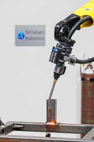 MIKE DEAL / FREE PRESS
TetraGen Robotics, 5 Penner Rd.
The TetraGen Robotics’ industrial robot arm finishes a demonstration weld.
Reporter: Gabrielle Piche
260724 - Friday, July 24, 2026.