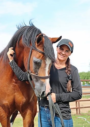 Ashley Lauren Wilson and her Arabian mare, Envy, outside the outdoor arena at the Keystone Centre on Monday, the day before the duo’s first show at the 2026 Canada National Arabian Championship.
(Rylee Gerrard/The Brandon Sun)