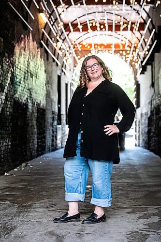 MIKAELA MACKENZIE / FREE PRESS
Laura Meuckon, Plume Winnipeg executive director, at the light tunnel (where they officially announced the festivalճ name change) in the Exchange District on Monday, Aug. 10, 2026.
For Ben W story.
Free Press 2026