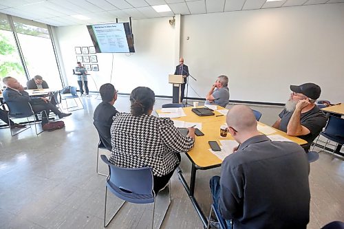 Mike Moroz, Minister of Innovation and New Technology speaks to participants on Monday afternoon during a public listening session organized by the province at Brandon University to gather perspectives on the governance and responsible use of artificial intelligences, cybersecurity and the protection of Manitobans’ data. (Matt Goerzen/The Brandon Sun)