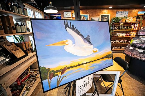 MIKAELA MACKENZIE / FREE PRESS
	
A local artistճ piece being raffled off to support the Beauhead Arts Festival at Pennyweight Market in Beausejour on Wednesday, Aug. 12, 2026.

For Eva story.
Free Press 2026