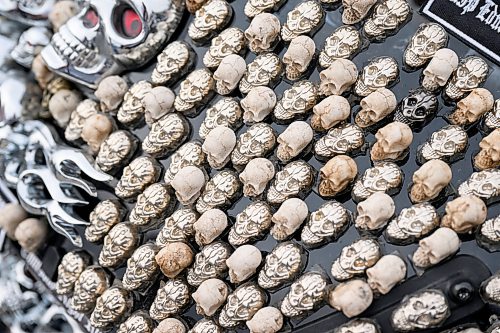 Mike Sudoma/Free Press
Over 5500 skulls decorate Wayne van Tassels aka Skullys motorcycle 
August 9, 2026


