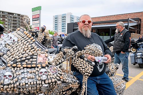 Mike Sudoma/Free Press
Wayne van Tassel aka Skully sits on his bike he has had decorated with over 5500 skulls
August 9, 2026