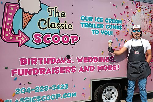 ROBERT LEE / FREE PRESS
Paul Abdul-Raymond, owner of the Classic Scoop, is photographed in his ice cream trailer that appears at public events and private functions in Winnipeg on Thursday, August 13, 2026. 
