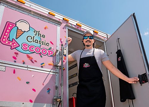 ROBERT LEE / FREE PRESS
Paul Abdul-Raymond, owner of the Classic Scoop, is photographed in his ice cream trailer that appears at public events and private functions in Winnipeg on Thursday, August 13, 2026.
