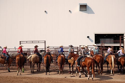 13082026
Competitors wait to compete in goat tying event during the high school rodeo on the opening day of the 2026 Virden Indoor Rodeo and Wild West Daze on Thursday. The annual Rodeo and Wild West Daze runs until Sunday with a variety of events including a parade, a demolition derby, nightly rodeo performances and other events. (Tim Smith/The Brandon Sun)
