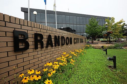 14082026
Flowers outside Brandon City Hall on a rainy Friday. 
(Tim Smith/The Brandon Sun)