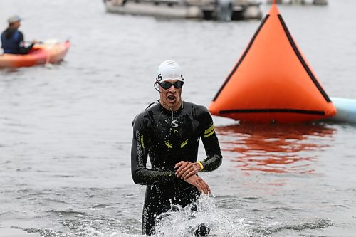 Sprint distance winner Nolan Law of Oakbank leaves the water in first place during the Riding Mountain Triathlon on Saturday. (Perry Bergson/The Brandon Sun)
Aug. 15, 2026