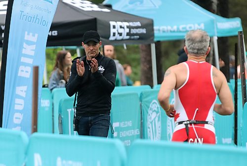 Race director Dave Lipchen cheers on an athlete as he leaves the transition zone during the Riding Mountain Triathlon on Saturday. (Perry Bergson/The Brandon Sun)
Aug. 15, 2026