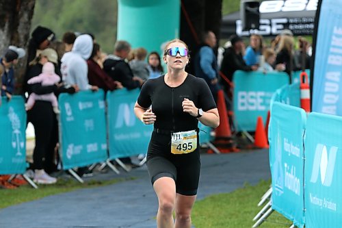 Melissa Mcfadzean of Brandon (495) competes her Sprint distance race during the Riding Mountain Triathlon on Saturday. (Perry Bergson/The Brandon Sun)
Aug. 15, 2026