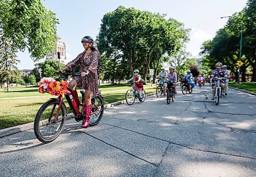 JOHN WOODS / FREE PRESS
Patty Wiens leads as women participate in the Fancy Women Bike Ride at the Legislature grounds Sunday, August 16, 2026.
reporter: maggie