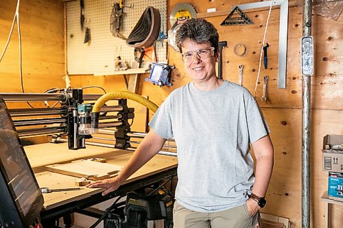MIKAELA MACKENZIE / FREE PRESS
	
Woodworker Marina Bulan with the cnc machine in her workshop on Monday, Aug. 17, 2026. She started her business, Cedarella, after taking a cabinetry course at Red River.

For Dave Sanderson story.
Free Press 2026