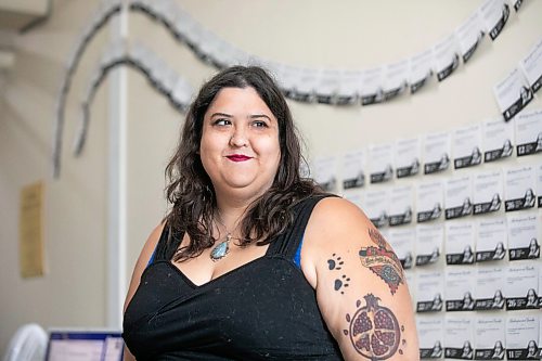 MIKAELA MACKENZIE / FREE PRESS
	
Daniela Smith-Fernandez, new company manager at Manitoba Association of Playwrights, in their Exchange Distric office on Monday, Aug. 17, 2026.

For Conrad story.
Free Press 2026