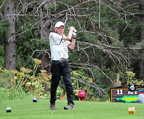 John Matthews hits a tee shot during master's men's qualifying on Monday. (Thomas Friesen/The Brandon Sun)