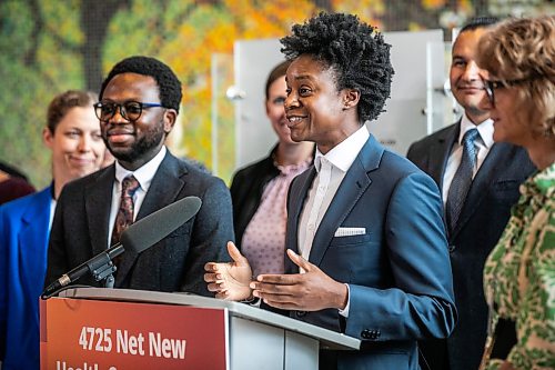 MIKAELA MACKENZIE / FREE PRESS
Health minister Uzoma Asagwara speaks at Seven Oaks Hospital on Tuesday, Aug. 18, 2026.
For Carol/Morgan story.
Free Press 2026