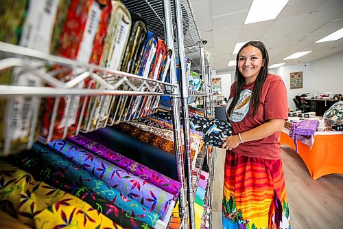 MIKAELA MACKENZIE / FREE PRESS
Jessica Lavallee, owner of Trail Creations & Supply, at the Indigenous-owned fabric and art store opening this weekend on Wednesday, Aug. 19, 2026.
For Gabby story.
Free Press 2026