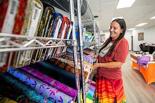 MIKAELA MACKENZIE / FREE PRESS
Jessica Lavallee, owner of Trail Creations & Supply, at the Indigenous-owned fabric and art store opening this weekend on Wednesday, Aug. 19, 2026.
For Gabby story.
Free Press 2026