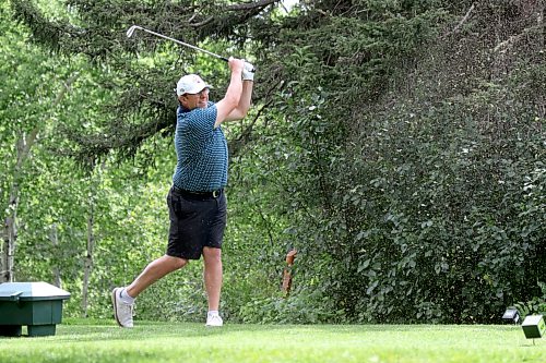 Dustin Dyck hits a shot during the Tamarack golf tournament men's quarterfinals at Clear Lake Golf Course on Thursday. (Thomas Friesen/The Brandon Sun)