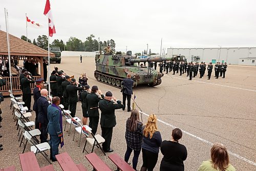 A tank passes by dignitaries during the change of command ceremony at CFB Shilo on Thursday. (Tim Smith/The Brandon Sun)