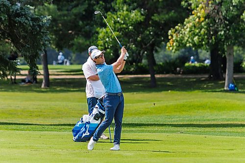 MIKE DEAL / FREE PRESS
Thomas Ponder, ranked 1st on the PGA Tour Americas points list, on the first hole at Elmhurst Golf and Country Club on the first day of the Manitoba Open which will run through to August 23rd.
Reporter: Mike McIntyre
260820 - Thursday, August 20, 2026.