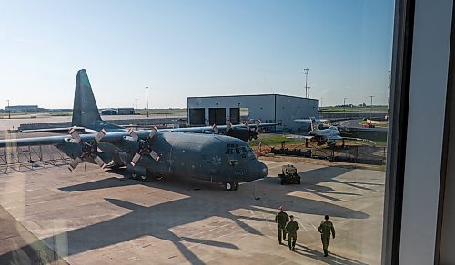 ROBERT LEE / FREE PRESS
Members of the Royal Canadian Air Force prepare the iconic CC-130H Hercules for viewing at the Royal Aviation Museum in Winnipeg on Friday, August 21, 2026. 