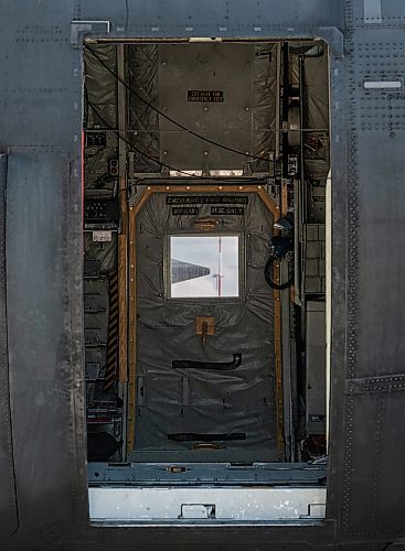 ROBERT LEE / FREE PRESS
A look through the empty interior of the iconic CC-130H Hercules that is standing down from service, marking the end of more than six decades of remarkable service to Canadians at the Royal Aviation Museum in Winnipeg on Friday, August 21, 2026. 