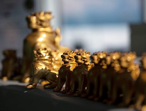 ROBERT LEE / FREE PRESS
The Burmese lion, known as a chinthe, is the emblem used by the 435 Squadron and displayed at the reception for the iconic CC-130H Hercules that is standing down from service, marking the end of more than six decades of remarkable service to Canadians at the Royal Aviation Museum in Winnipeg on Friday, August 21, 2026.