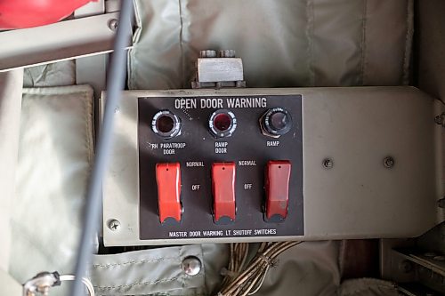 ROBERT LEE / FREE PRESS
Controls for the ramp door of the Hercules seen at the Royal Aviation Museum in Winnipeg on Friday, August 21, 2026.