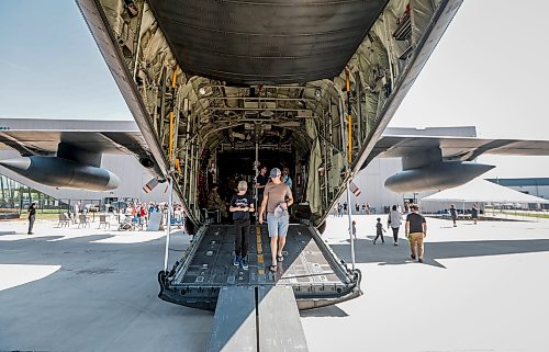 JOHN WOODS / FREE PRESS
People visit and view a CC-130H Hercules plane at the Royal Aviation Museum Sunday, August 23, 2026. The plane is being retired from the Canadian fleet.

reporter: standup