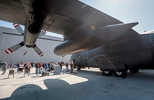 JOHN WOODS / FREE PRESS
People visit and view a CC-130H Hercules plane at the Royal Aviation Museum Sunday, August 23, 2026. The plane is being retired from the Canadian fleet.

reporter: standup