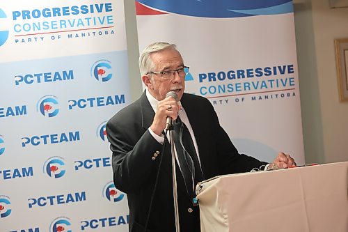 Robert Blake gives his acceptance speech after he emerged as the Progressive Conservative candidate for Brandon East in the upcoming provincial election during the party’s nomination meeting held at St Andrews Church (316 Russell St.) on Saturday afternoon. (Abiola Odutola/The Brandon Sun)