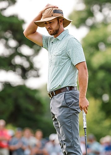JOHN WOODS / FREE PRESS
Adam Duncan reacts to his putt on the playoff hole during the Manitoba Open final round at Elmhurst Golf Club Sunday, August 23, 2026.
reporter: mike