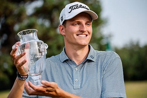 JOHN WOODS / FREE PRESS
Daniel Svärd is presented with the trophy after defeating Adam Duncan in the Manitoba Open at Elmhurst Golf Club Sunday, August 23, 2026.
reporter: mike