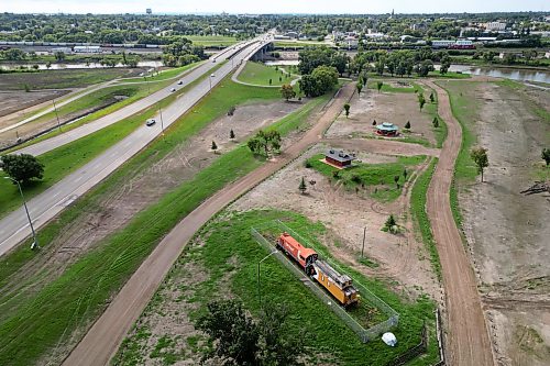 24082026
Dinsdale Park is seen from the air on Monday. Repairs at the park in the wake of flooding this summer are almost complete. (Tim Smith/The Brandon Sun)default