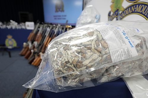 Ruth Bonneville / Free Press
Local RCMP presser
RCMP hold press conference displaying a large amount of guns and drugs confiscated during a press conference at the RCMP HQ Tuesday. Manitoba RCMP released details about Project Dolar, an investigation lasting nearly two full years has resulted in a significant quantity of drugs and firearms being seized throughout Manitoba.
See story
Aug 25th,, 2026