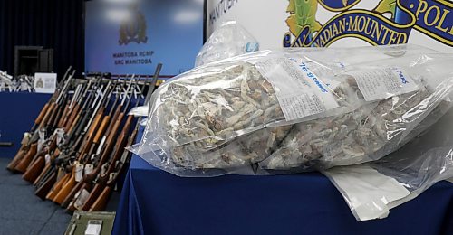 Ruth Bonneville / Free Press

Local RCMP presser

RCMP hold press conference displaying a large amount of guns and drugs confiscated during a press conference at the RCMP HQ Tuesday.  Manitoba RCMP released details about Project Dolar, an  investigation lasting nearly two full years has resulted in a significant quantity of drugs and firearms being seized throughout Manitoba.

See story 

Aug 25th,,  2026