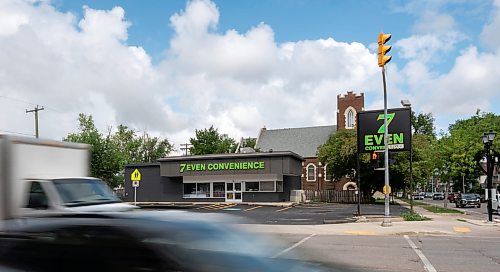 ROBERT LEE / FREE PRESS
Vehicles cross through the intersection on front of the 7 Even on Ellice Ave., where a new chain of convenience stores similar to 7-Eleven that are popping up in the same areas where they recently closed because of crime in Winnipeg on Tuesday, August 25, 2026.
For Tiago’s story
