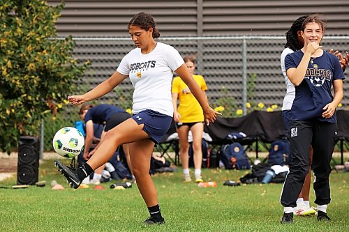 25082026
Victoria Gonzalez bounces a soccer ball on her foot as the Brandon University Bobcats women’s soccer team takes part in preseason training at the university on Tuesday morning. The Bobcats start their season on September 12 with their home-opener.  (Tim Smith/The Brandon Sun)