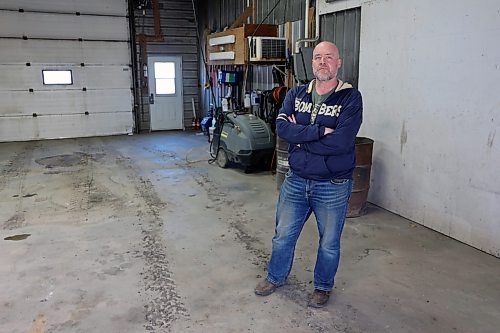 Farmer Dean Toews stands inside his shop in 2025. (Connor McDowell/Brandon Sun files)