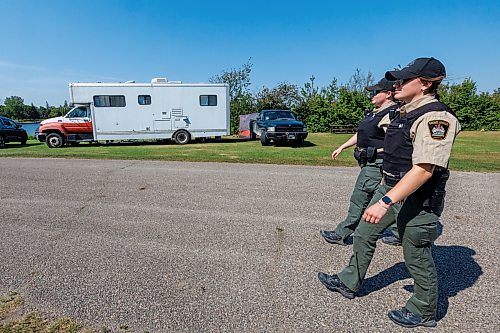 MIKE DEAL / FREE PRESS
Elyse Savoie (left) and Risa Shatford (right) are two of the four Park Patrol Officers at St. Malo Provincial Park.
Reporter: Melissa Martin
260821 - Friday, August 21, 2026.