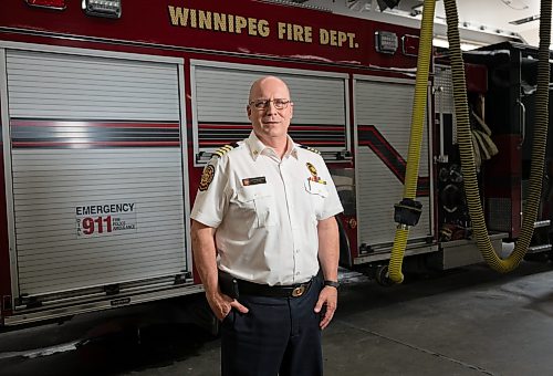 ROBERT LEE / FREE PRESS
Scott Wilkinson, Deputy Chief of Fire Rescue Operations and Training poses for a photo at Winnipeg Fire Paramedic Service Station 1 on Wednesday, August 19, 2026.