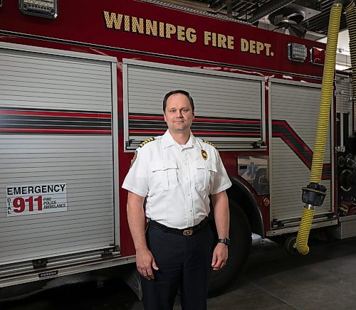 ROBERT LEE / FREE PRESS
Ryan Sneath, Fire and Paramedic Chief,
poses for a photo at Winnipeg Fire Paramedic Service Station 1 on Wednesday, August 19, 2026. 