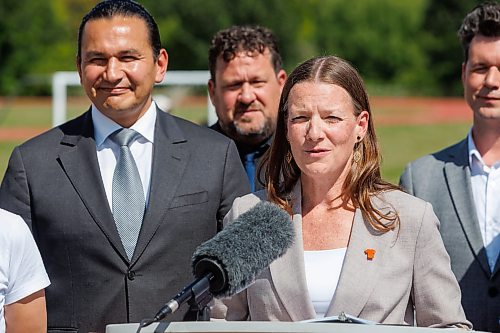 Early Childhood Learning Minister Tracy Schmidt speaks during Thursday's announcement in Winnipeg. (Mike Deal/Winnipeg Free Press)