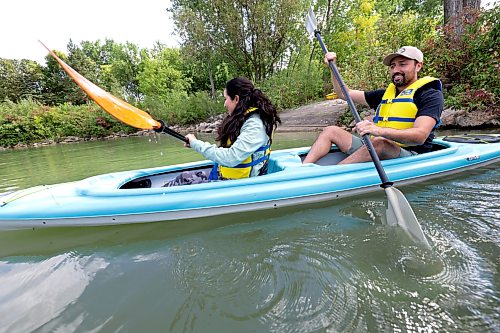 Ruth Bonneville / Free Press
Standup Tandem Kayaking
Neeman Mirza and his wife Ruby Mirza try out a tandem Kayak together at the Bee2Gether Excursions boat launch at Fort Whyte Thursday.
Bee2gether Excursions is a family-run rental business that offers bikes, motorized tandem bikes as well as novelty buggies and boat rentals on the lake at their Fort Whyte location.
Aug 27th,, 2026