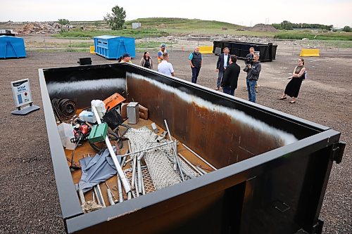 Brandon solid waste manager Corey Wagner gives a tour of the new Eastview Residential Diversion Depot to dignitaries on Friday. (Tim Smith/The Brandon Sun)
