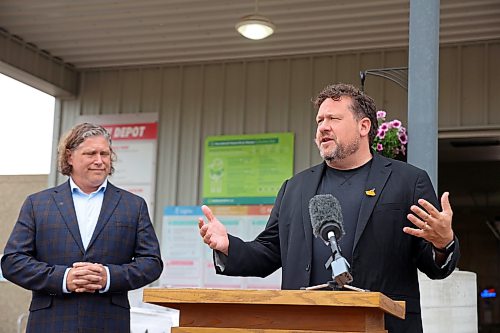 28082026
Brandon East MLA Glen Simard speaks during the opening ceremony for the new Eastview Residential Diversion Depot at the Eastview Landfill Site on Friday.
(Tim Smith/The Brandon sun)