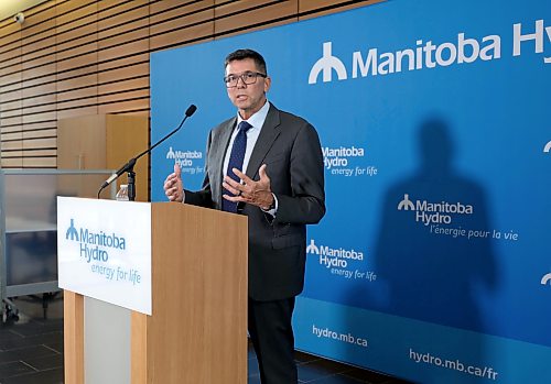 Ruth Bonneville / Free Press
LOCAL - Hydro
Manitoba Hydro-Electric Board Chair Jamie Wilson answers questions from the media in the main foyer of Manitoba Hydro Place.
Manitoba Hydro announced today that Allan Danroth has left the utility for personal reasons after two years as the corporation’s President and CEO . Hal Turner, the utility’s current Chief Operating Officer, will act as interim President and CEO effective immediately.
See story by Chris
Aug 28th,, 2026