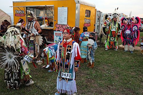 28082026
Dancers gather to take part in the grand entry on the opening evening of the Birdtail Sioux Dakota Nation Wacipi (Powwow) on Friday. The powwow marked the nation’s first powwow in 15 years and is being held all weekend at Birdtail’s brand new powwow arbor. The event brings in dancers, drummers and spectators from near and far.
(Tim Smith/The Brandon Sun)